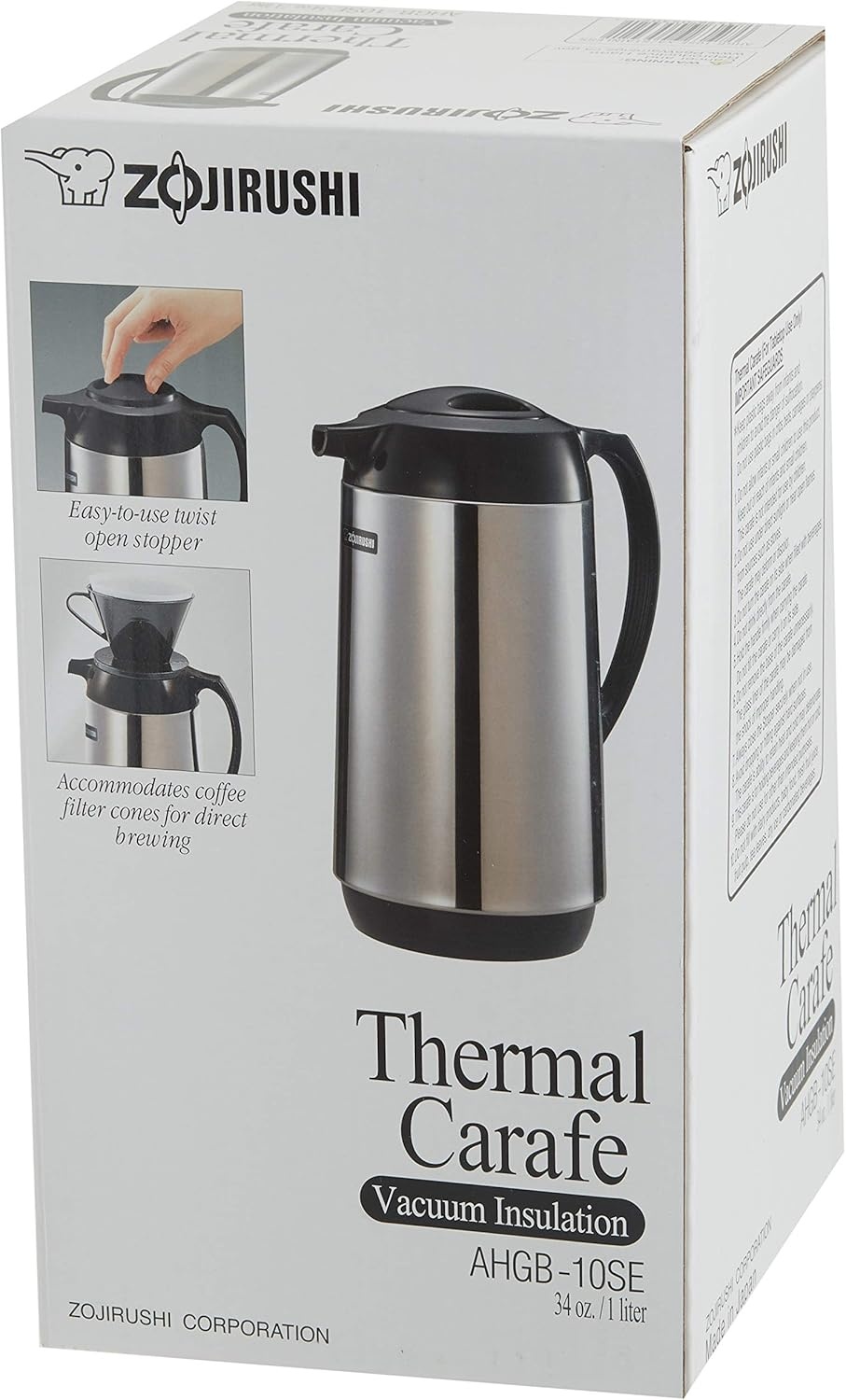 image:imageZojirushi AHGB10SE Thermal Serve Carafe 34 oz 10 liter Polished Stainless Steel Made in JapanPolished Stainless Steel