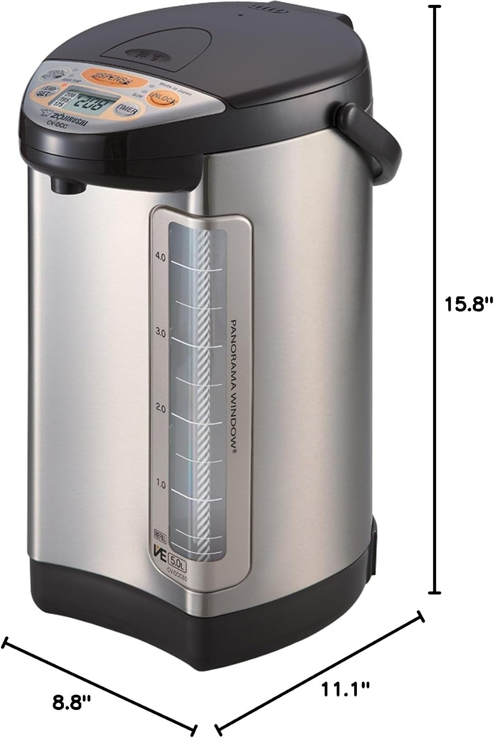 image:imageZojirushi CVDCC50 VE Hybrid Water Boiler amp Warmer 50 Liter 169oz Dark BrownStainless Dark Brown