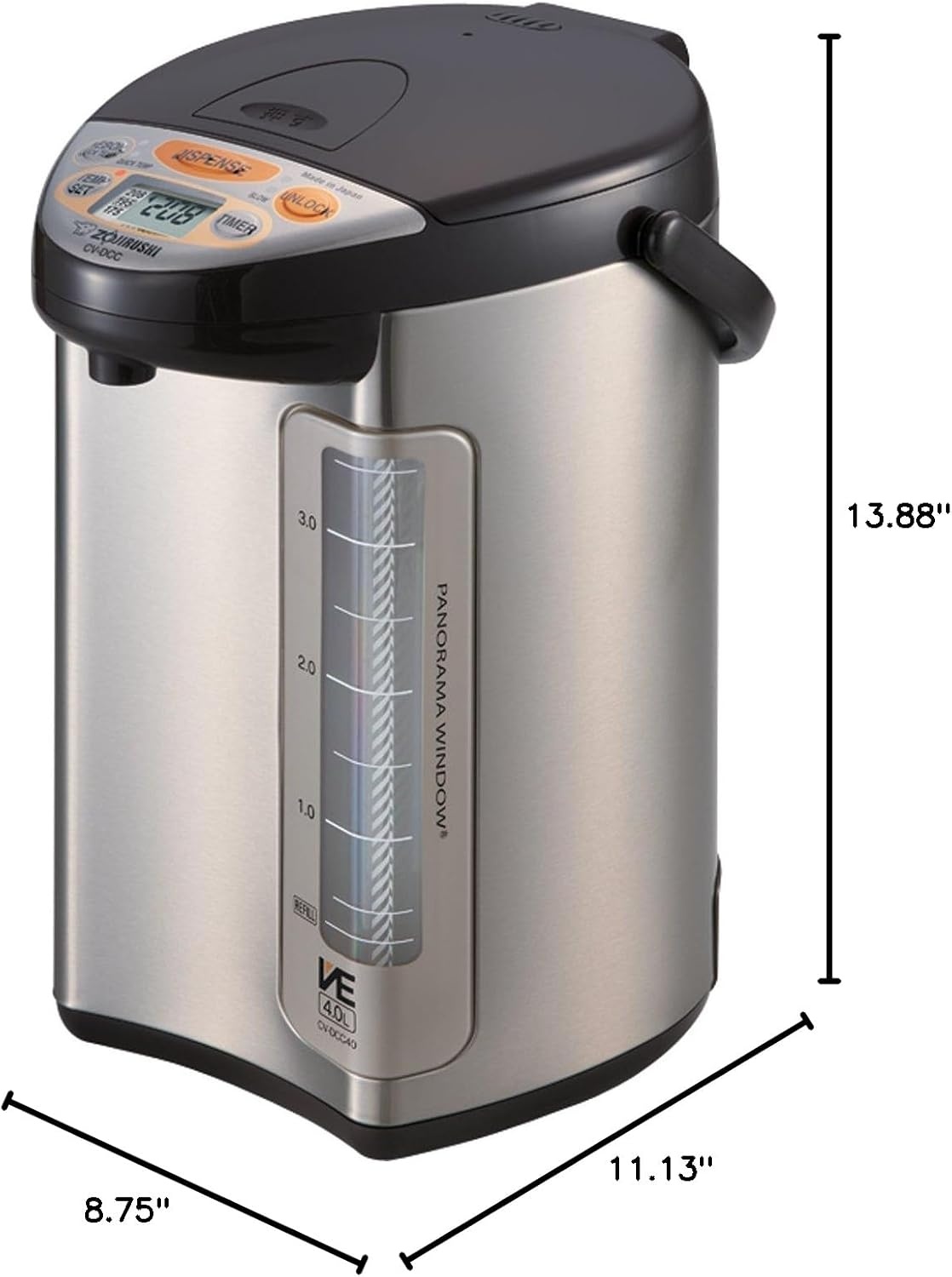 image:imageZojirushi CVDCC50 VE Hybrid Water Boiler amp Warmer 50 Liter 169oz Dark BrownStainless Dark Brown