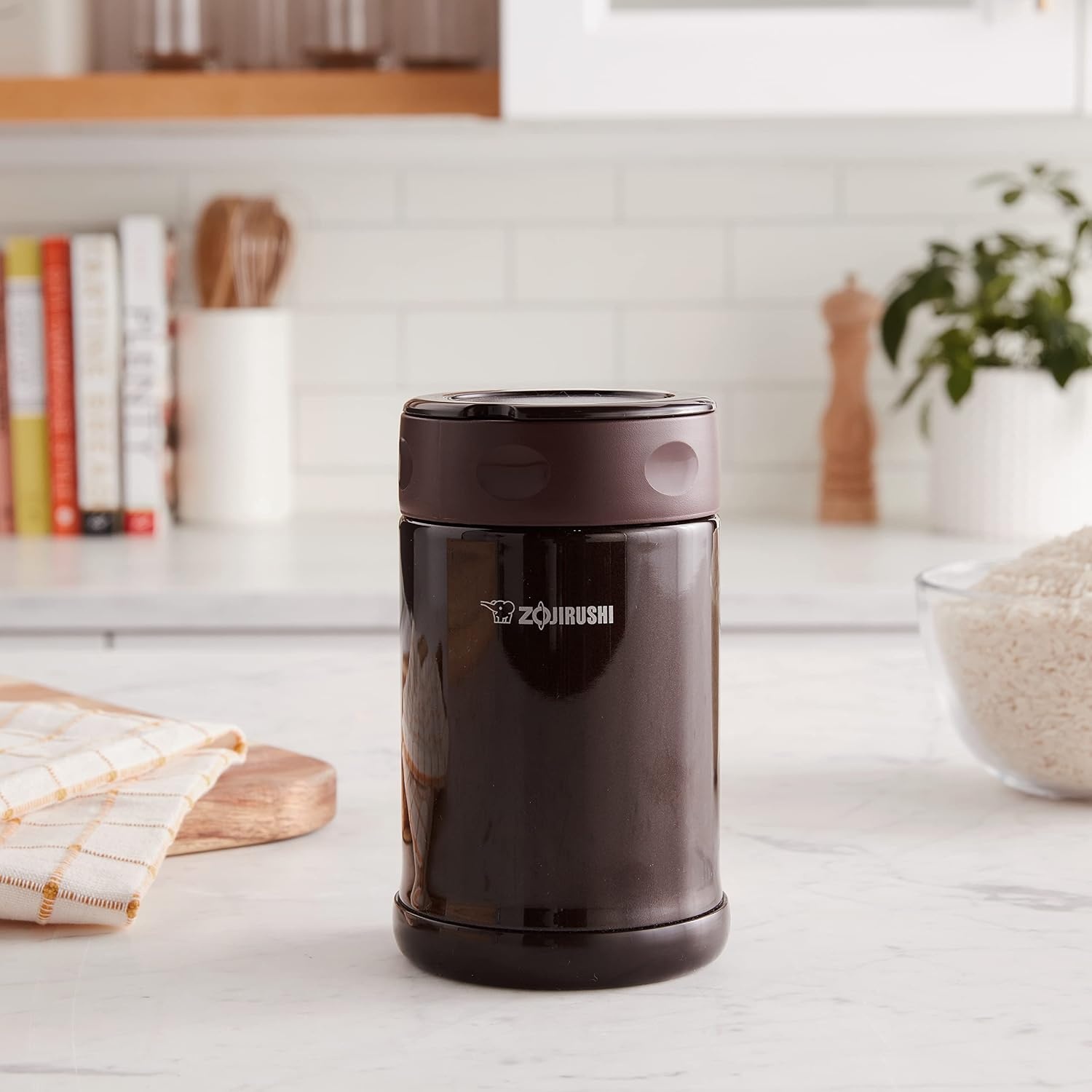image:imageZojirushi Steel Food Jar 25Ounce BlackStainlessDark Brown
