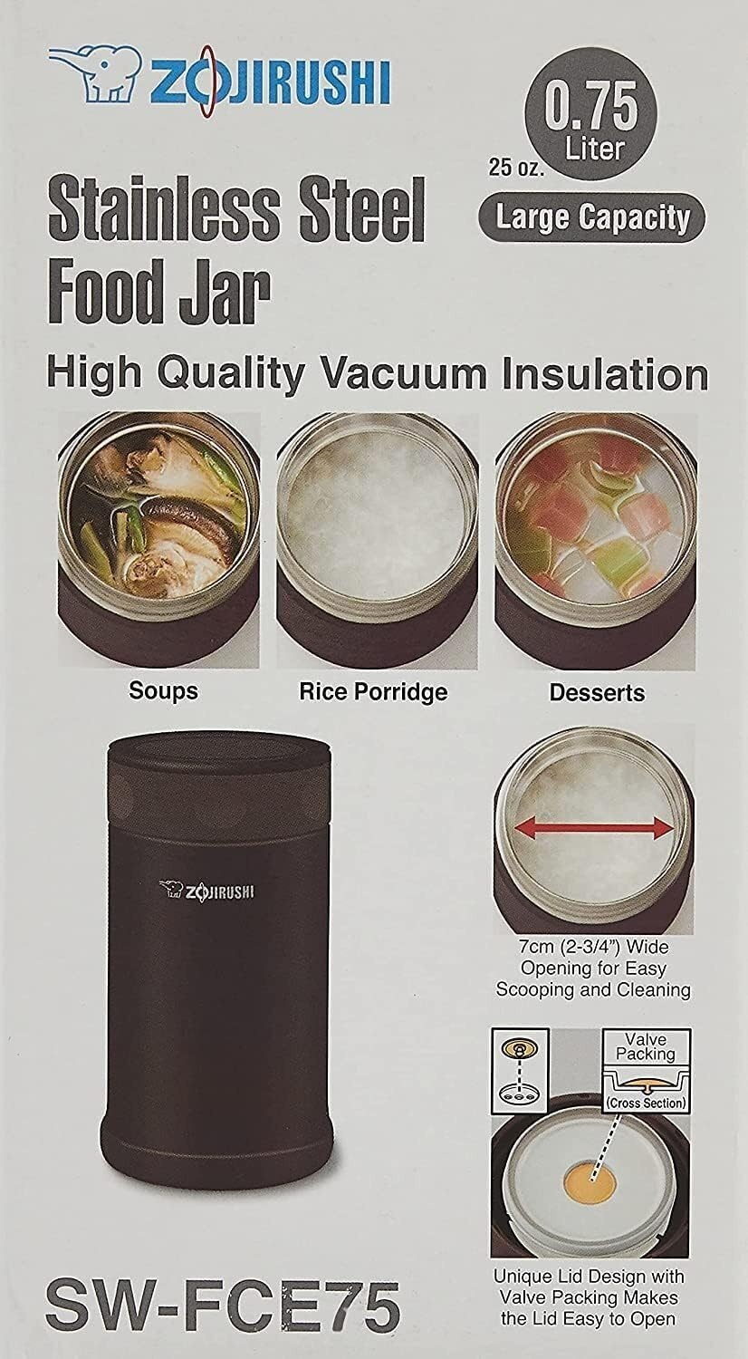 image:imageZojirushi Steel Food Jar 25Ounce BlackStainlessDark Brown