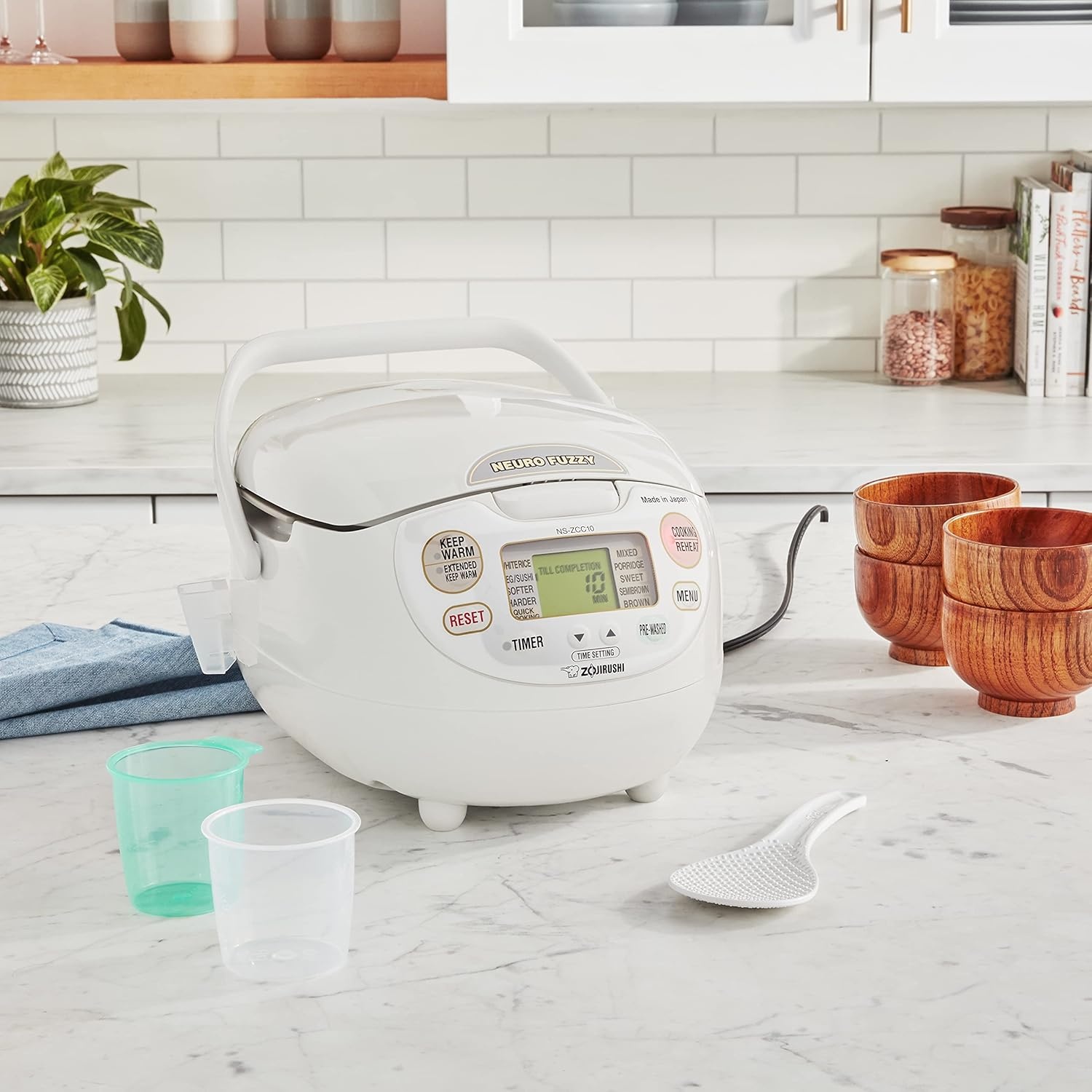 image:imageZojirushi NSZCC10 512Cup Neuro Fuzzy Rice Cooker and Warmer Premium White55Cup uncooked rice