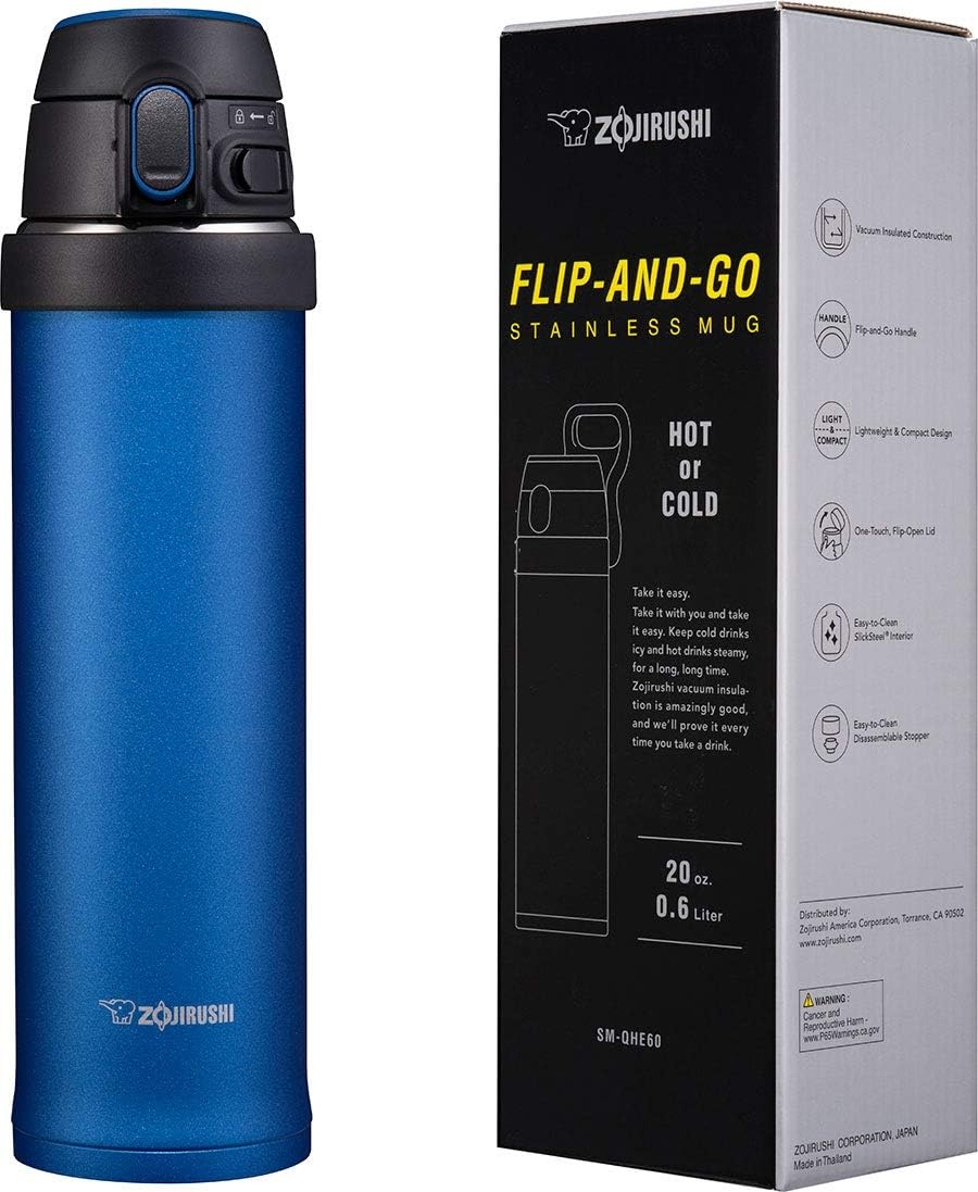 image:imageZojirushi SMQHE60GK FlipandGo Stainless Mug 20Ounce TealCobalt Blue