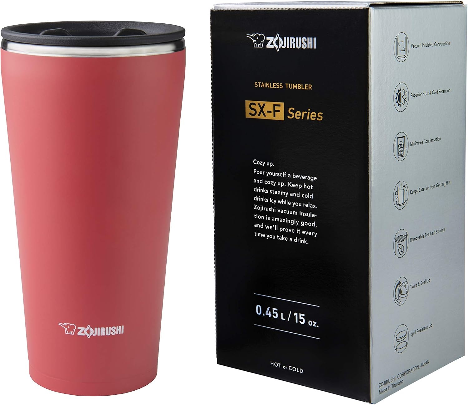 image:imageZojirushi SXFSE45AJ Stainless Vacuum Insulated Tumbler 15Ounce Blue GrayCoral Pink