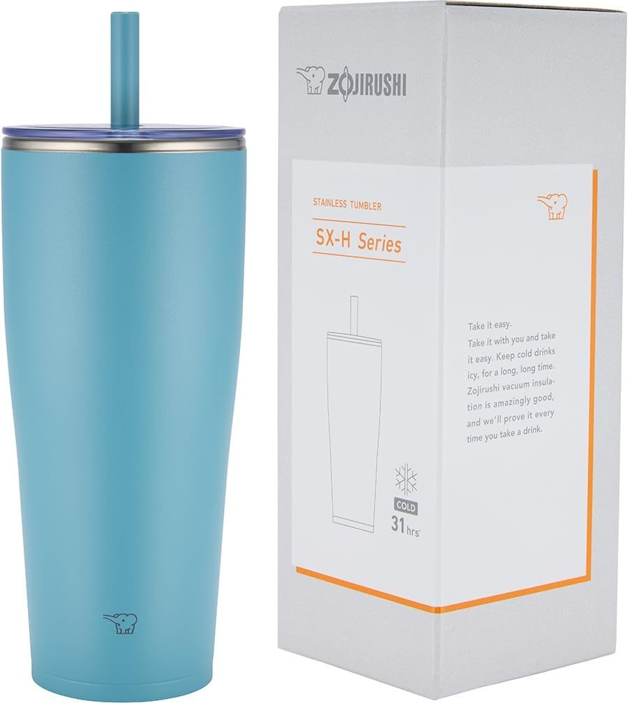 image:imageZojirushi SXHA89HVM Stainless Tumbler with Straw 30 ounces Mauve PurpleAqua Green