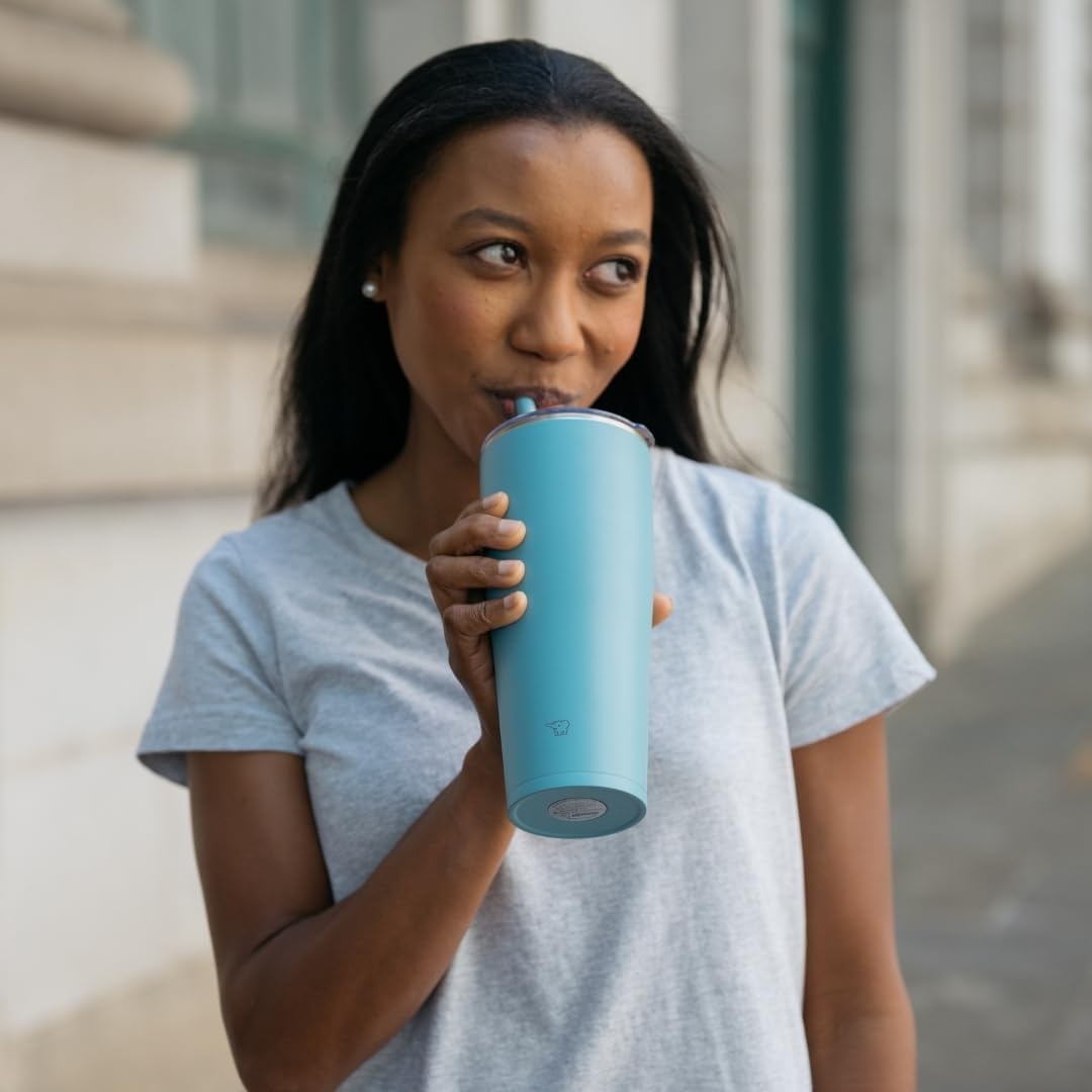 image:imageZojirushi SXHA89HVM Stainless Tumbler with Straw 30 ounces Mauve PurpleAqua Green