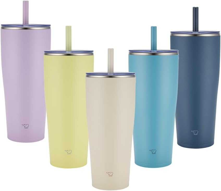 image:imageZojirushi SXHA89HVM Stainless Tumbler with Straw 30 ounces Mauve PurpleSand Beige