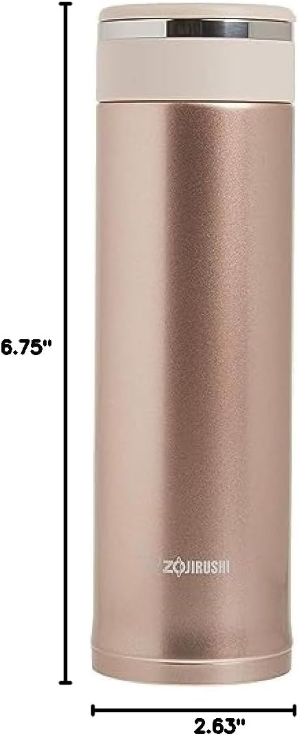 image:imageZojirushi Stainless Steel Travel Mug with Tea Leaf Filter 16Ounce046Liter Deep BluePink Champagne